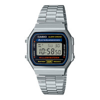 Casio A168WA-1YES Unisex Ψηφιακό Ρολόι με Ηλεκτροφωτιζόμενο Καντράν και Ανοξείδωτο Μπρασελέ